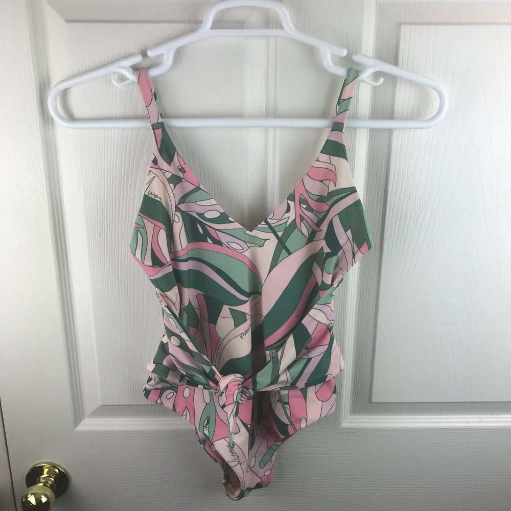 Show Me Your MuMu Pink and Green One Piece Swimsuit